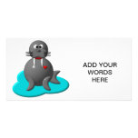 Cute walrus in water photo cards