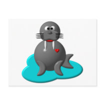 Cute walrus in water