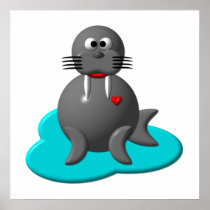 Cute walrus in water