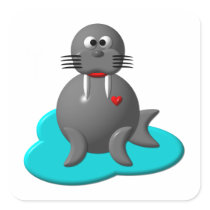 Cute walrus in water