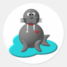 Cute walrus in water stickers