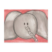Cute Watercolor Cartoon Elephant Post Card