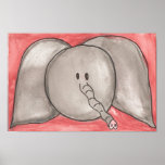 Cute Watercolor Cartoon Elephant Poster posters