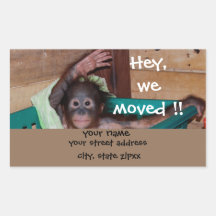 Cute Waving Animal Address Labels Rectangle Sticker