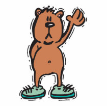 cute waving bear in sneakers photo sculptures