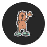 cute waving bear in sneakers round stickers