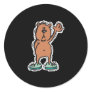 cute waving bear in sneakers round stickers