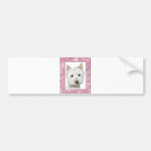 Cute Westie Dog in Pink Frame Art Bumper Sticker