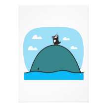 cute whale and penguin personalized invites