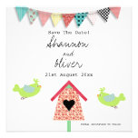 Cute Whimsical Birds And Birdhouse Save The Date Personalized Invite