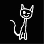 Cute White Cat Cartoon. On Black. Photo Cut Out
