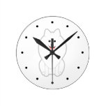 Cute White Dog. Spitz or Pomeranian. wall clocks