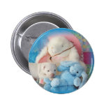 Cute White Easter Puppy Dog & Bunny Friends Pinback Buttons