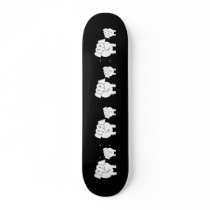 Cute White Elephants on Black. Cartoon. Skateboard