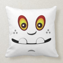 Cute White Monster Face w/ an Underbite Pillow