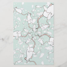 Cute White Mouse Pattern. Mice, on Green. Personalised Flyer