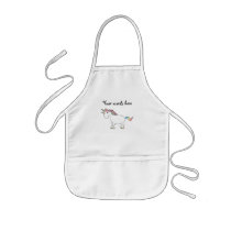 Cute white rainbow unicorn apron