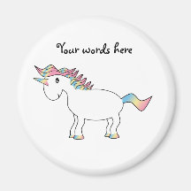 Cute white rainbow unicorn fridge magnet