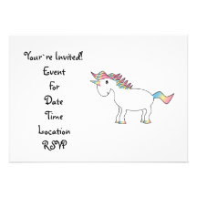 Cute white rainbow unicorn personalized announcements