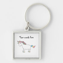 Cute white rainbow unicorn key chains