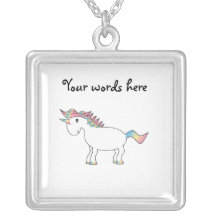 Cute white rainbow unicorn pendant