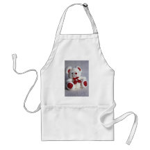 Cute white teddy bear apron