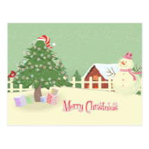 Cute Winter Scene Christmas Postcard