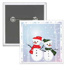 Cute Winter Wonderland  Christmas Snowman Pinback Buttons