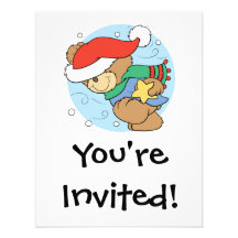 Cute Wintery Christmas Bear Invitation