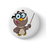 cute wise owl teaching teacher cartoon button