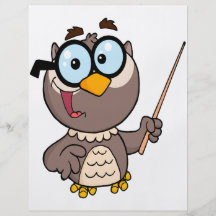 cute wise owl teaching teacher cartoon flyer