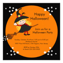 Cute Witch Halloween Party Invitation for kids