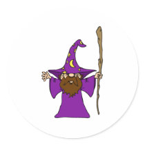 Cute Wizard Witch Round Stickers