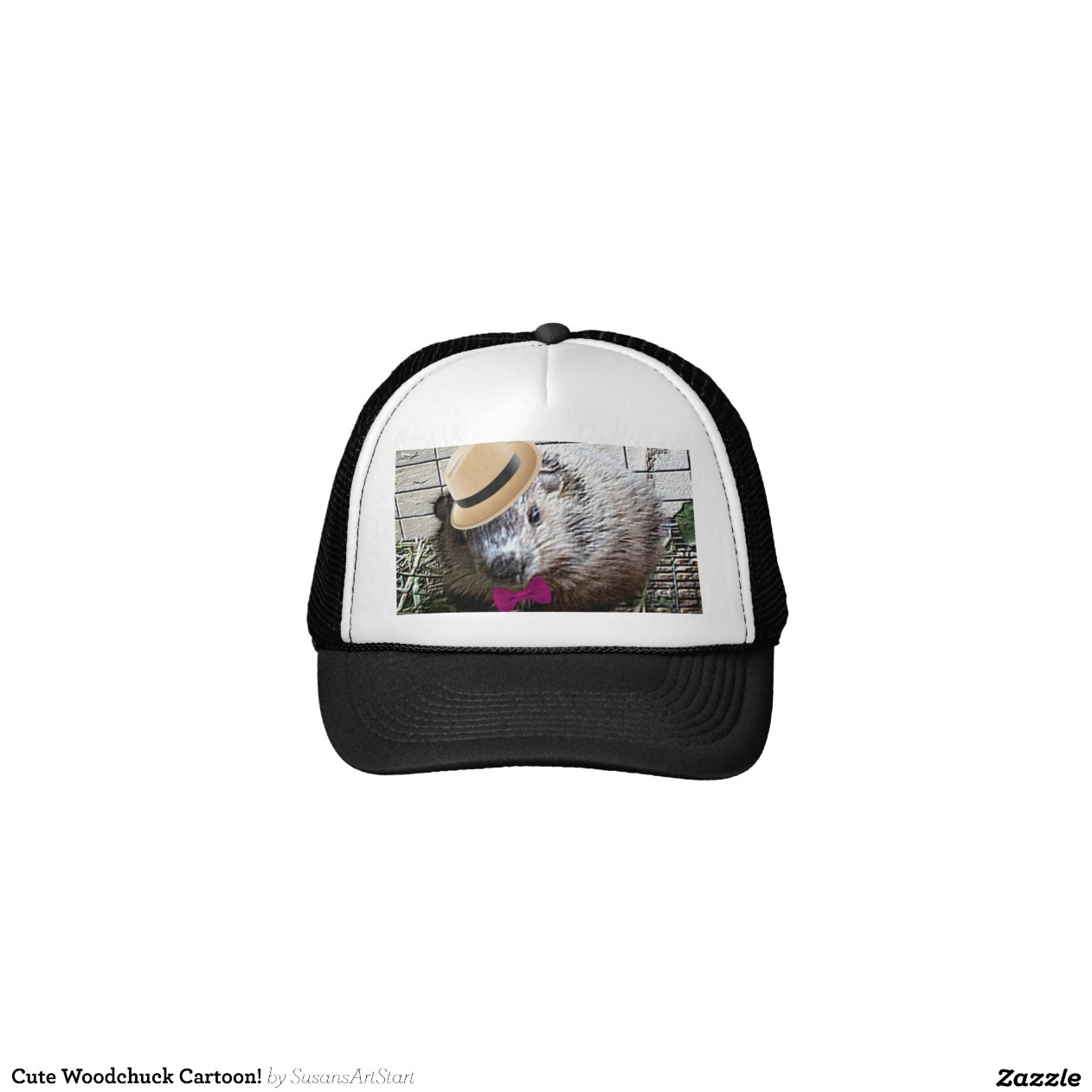 Cute Woodchuck Cartoon! Trucker Hat Zazzle