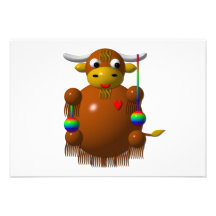 Cute yak with yo-yos personalised invites