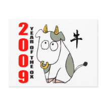 Cute Year of The Ox T-Shirt Postcards