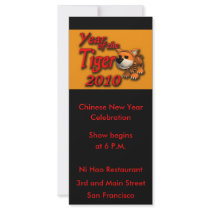 Cute Year of the Tiger 2010 Cartoon Art Personalized Rack Card