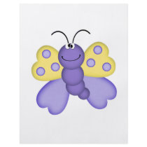 cute yellow and purple happy butterfly cartoon custom flyer