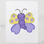 cute yellow and purple happy butterfly cartoon custom flyer