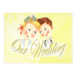 Cute Yellow Bride & Groom Wedding Invitation