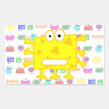 Cute Yellow Cartoon Monster Rectangular Stickers