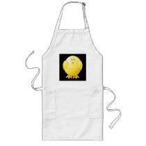 Cute Yellow Chick. Little Bird on Black. Aprons