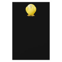 Cute Yellow Chick. Little Bird on Black. Flyer Design