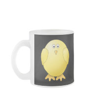 Cute Yellow Chick. Little Bird on Black. Coffee Mugs
