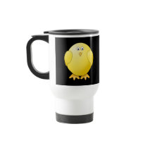 Cute Yellow Chick. Little Bird on Black. Coffee Mugs