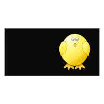 Cute Yellow Chick. Little Bird on Black. Custom Photo Card