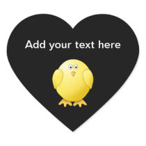 Cute Yellow Chick. Little Bird on Black. Stickers