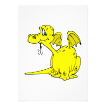 Cute Yellow Dragon Baby Invitations