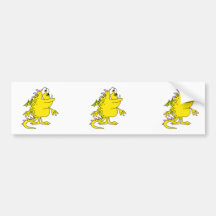 cute yellow dragon monster creature bumper stickers