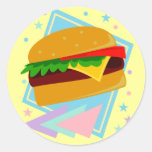 Cute Yummy Burger Round Stickers